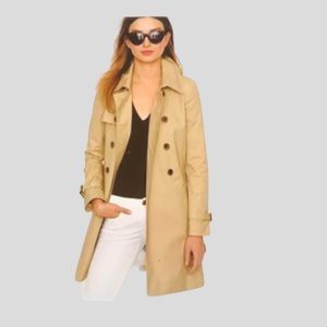 J Crew Collection Icon Trench Coat Light Khaki Beige Belted Button Down Size 4